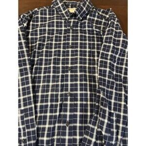 Duluth Trading Co Mens Plaid Wrinkle Fighter Relxed Fit Button Down Lrg Workwear